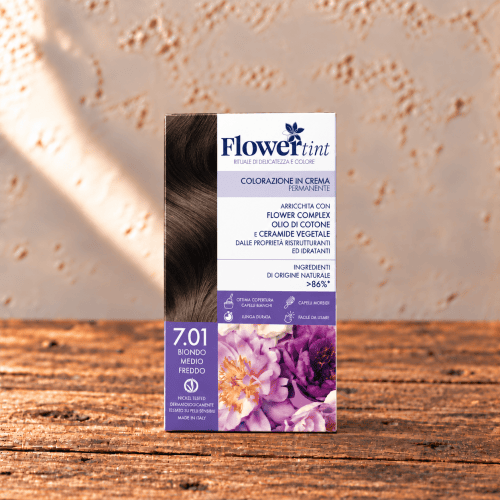 COLORAZIONE CAPELLI BIONDO MEDIO FREDDO 7.01 - FLOWERTINT