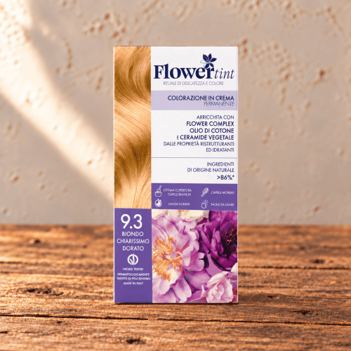 COLORAZIONE CAPELLI BIONDO CHIARISSIMO DORATO 9.3 - FLOWERTINT
