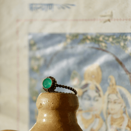 ANELLO BULBO DI ONICE VERDE - JAIPUR