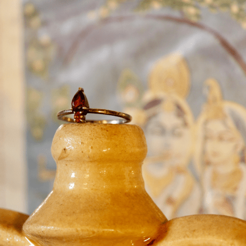 ANELLO GOCCIA DI GRANATO - JAIPUR